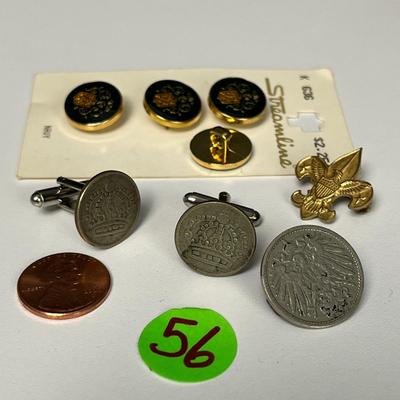 Cufflink, Pin, Clip and Button Assortment (56)