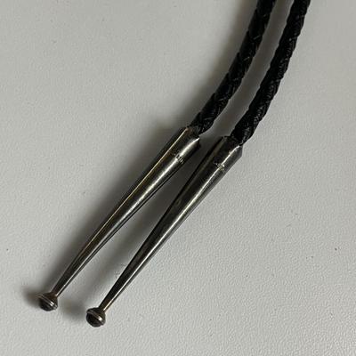 Black Oval â€˜Sterlingâ€™ Silver Bolo Necktie (62)