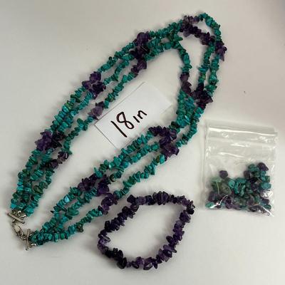 Layered Stone Necklace and Bracelet with additional Stones (72)