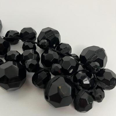 Large Black Beaded Statement Necklace and Earring Set (82)