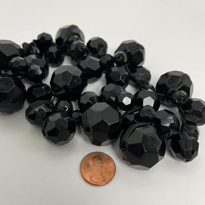 Large Black Beaded Statement Necklace and Earring Set (82)