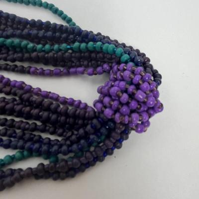 Layered Beaded Necklace & Clip-On Earrings (93)