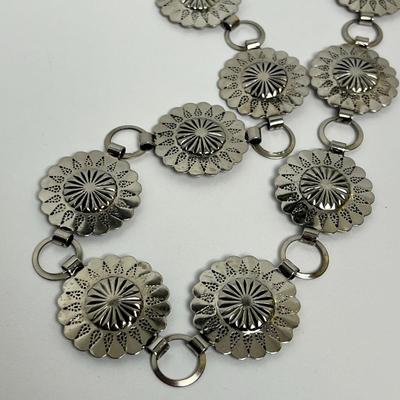 Silver Western Statement Necklace, Earrings, and Dime Ring (96)