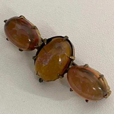 Vintage Amber Pin, Amber Beaded Necklace, Bracelet, and Earrings (114)