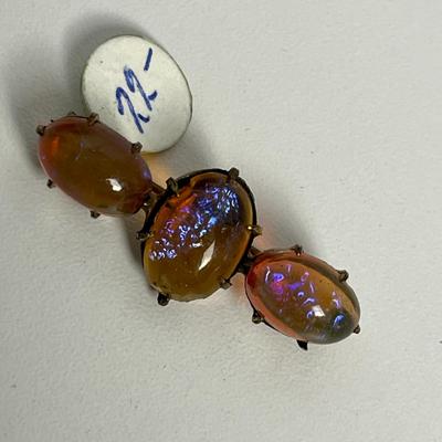 Vintage Amber Pin, Amber Beaded Necklace, Bracelet, and Earrings (114)