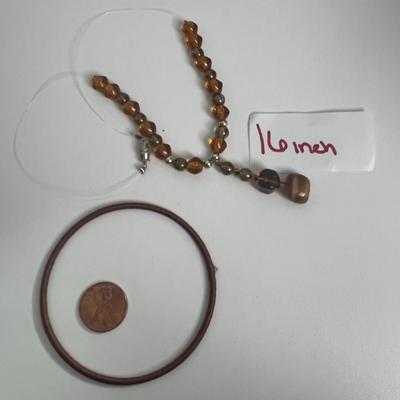 Vintage Amber Pin, Amber Beaded Necklace, Bracelet, and Earrings (114)