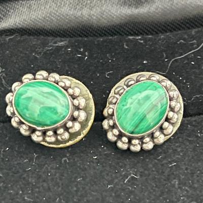 Silver (925) Turquoise Earrings, Turquoise & Gold Necklace, Heart Pendant (116)