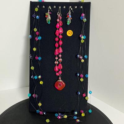 Multicolored Beaded Necklaces and Earrings (123)