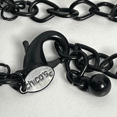 Chico's Black Layered Necklace, Earrings, and Taurus Ring (126)