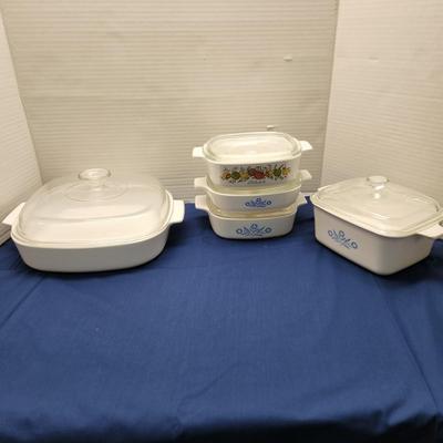 5 pieces w Lids Corning Ware Casserole Baking Dishes