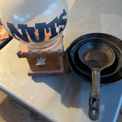 Nuts machine and cast iron pans
