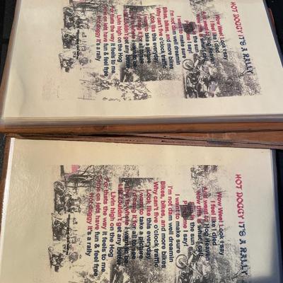 2 wood cover books with poems