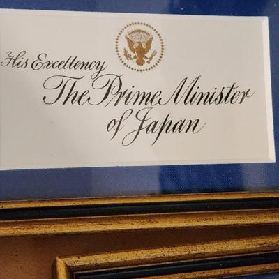 White House Menu Card and Name Place Cards Framed March 7 1991