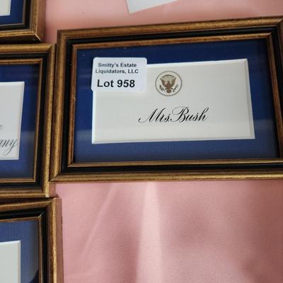 White House Menu Card and Name Place Cards Framed March 7 1991