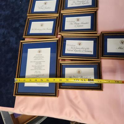 White House Menu Card and Name Place Cards Framed March 7 1991