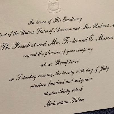1969 Ferdinand Marcos Invite Nixon