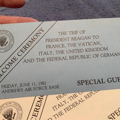 1982 President Reagan Vatican Europe Visit VIP Passes