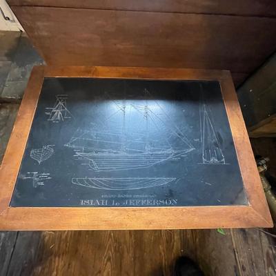 N203 Vintage Isaiah L. Jefferson Schooner Slate Oak Table