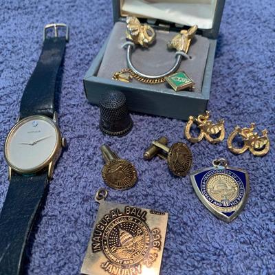 Collectibles - 1969 Inaugural Ball Cuff Links Pendant Thimble Watch +++