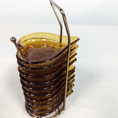 10 Tiara Amber Glass Trinket Candy Dishes