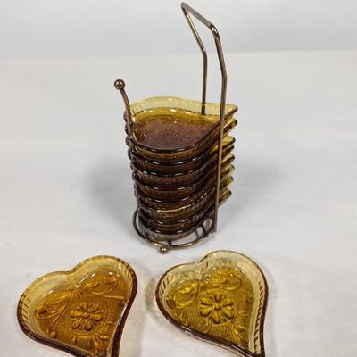 10 Tiara Amber Glass Trinket Candy Dishes