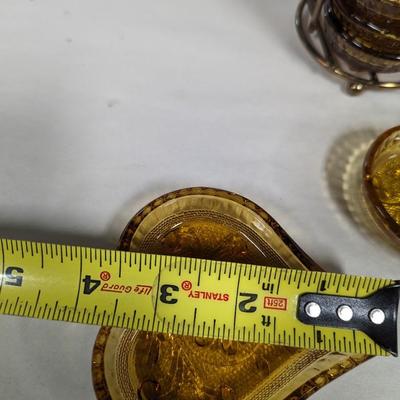 10 Tiara Amber Glass Trinket Candy Dishes