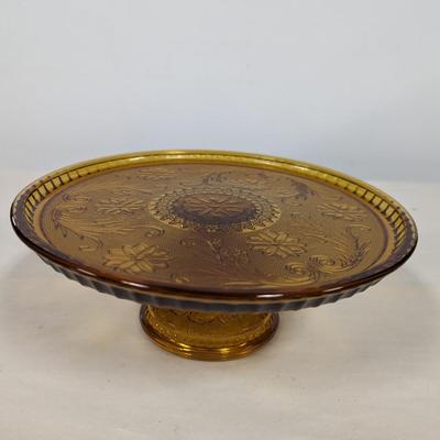 Tiara Glass Amber Cake Platter