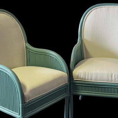 Pair of Lacquered Rattan Chairs