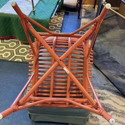 Rattan Wood Slat Burnt Orange Accent Chair