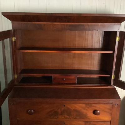 308 Antique American Rosewood Veneer Secretary Desk