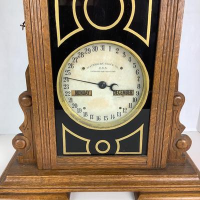 315 Victorian Oak Waterbury Calendar Clock No. 44