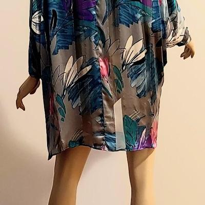 Vtg 1970's Rare Victoria Secret 100% Silk Shirt Kaftan metallic vibes