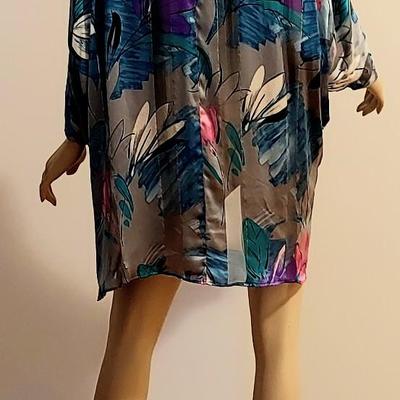 Vtg 1970's Rare Victoria Secret 100% Silk Shirt Kaftan metallic vibes