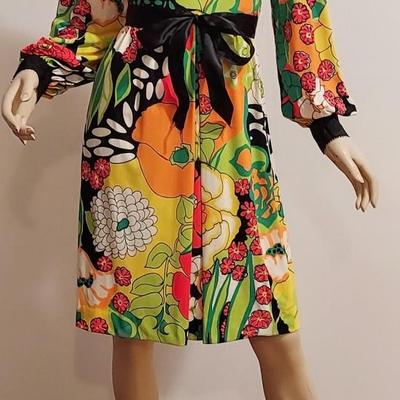 Vtg 60s Timeless Flower Power Creation by Marion Rigney Ltd dress