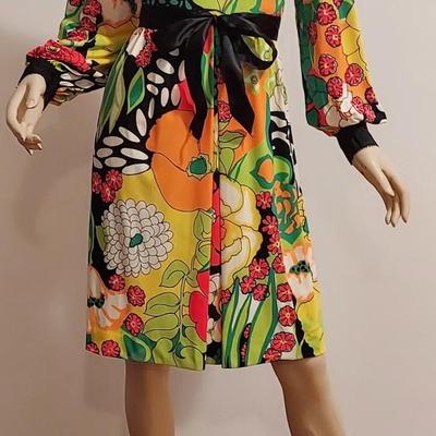 Vtg 60s Timeless Flower Power Creation by Marion Rigney Ltd dress