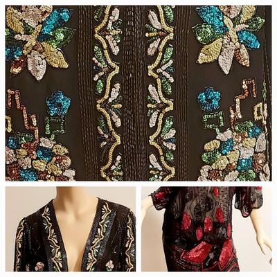 Vtg beaded Jack Bryan Silk Jacket & Beaded 2pc Silk Ensemble Holliday Cheers. 2 For 1