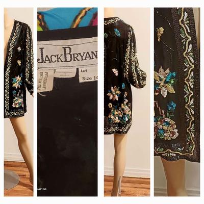 Vtg beaded Jack Bryan Silk Jacket & Beaded 2pc Silk Ensemble Holliday Cheers. 2 For 1