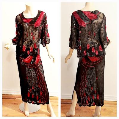 Vtg beaded Jack Bryan Silk Jacket & Beaded 2pc Silk Ensemble Holliday Cheers. 2 For 1