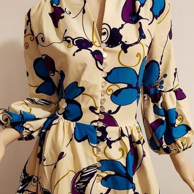 Vtg Iconic Amazing Hawaiian Maxi Hostess Gown by Sydney. Honolulu