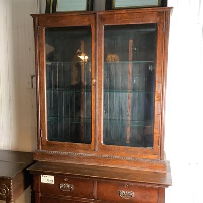 330 Vintage Oak Two Door Display Cabinet