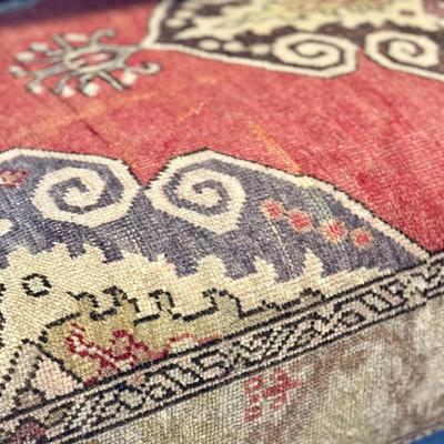 Vintage Persian Rug Upholstered on Ottoman/Bench