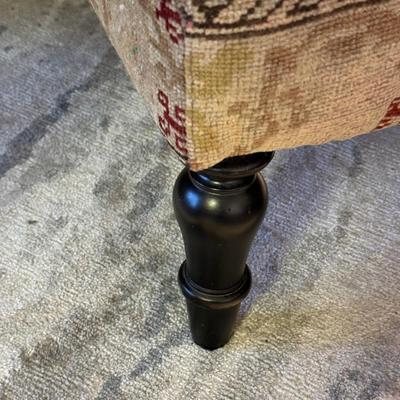 Vintage Persian Rug Upholstered on Ottoman/Bench