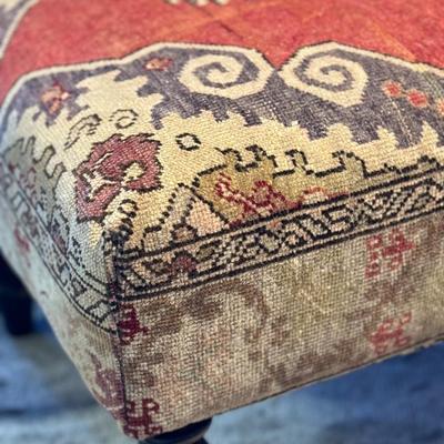Vintage Persian Rug Upholstered on Ottoman/Bench
