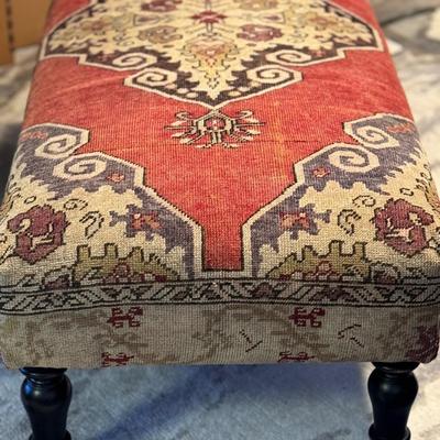 Vintage Persian Rug Upholstered on Ottoman/Bench