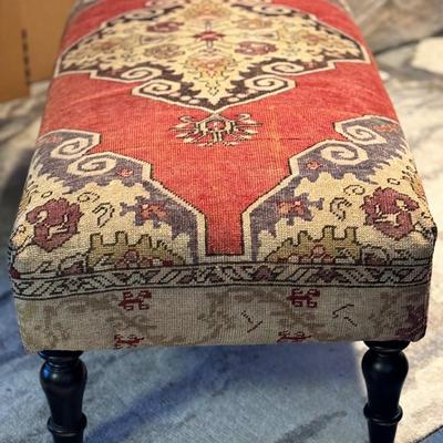 Vintage Persian Rug Upholstered on Ottoman/Bench