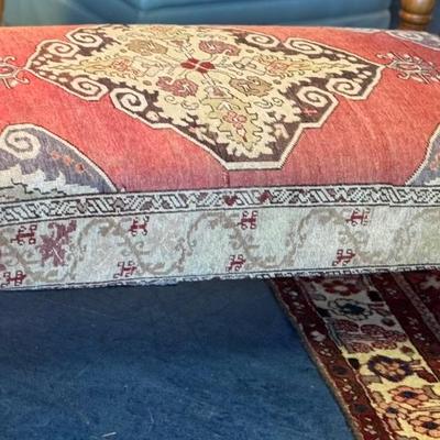 Vintage Persian Rug Upholstered on Ottoman/Bench