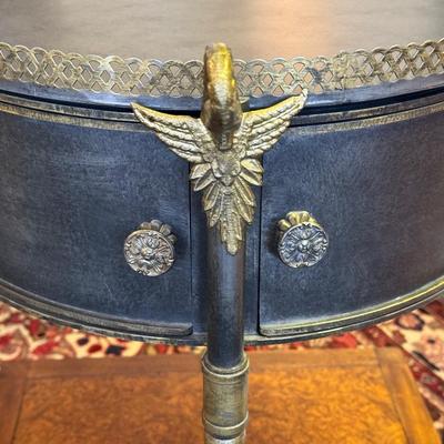 Vintage Trouvailles French Empire Metal Drum Tray Table