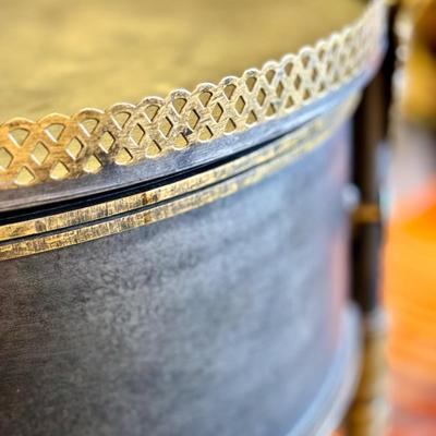 Vintage Trouvailles French Empire Metal Drum Tray Table