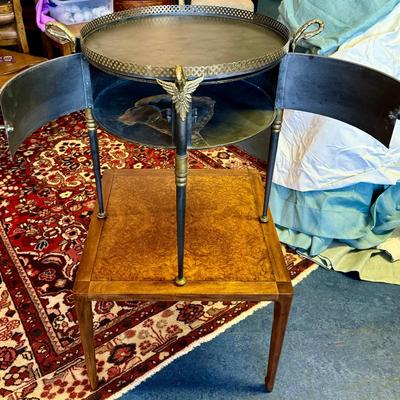 Vintage Trouvailles French Empire Metal Drum Tray Table