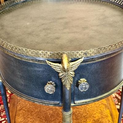 Vintage Trouvailles French Empire Metal Drum Tray Table